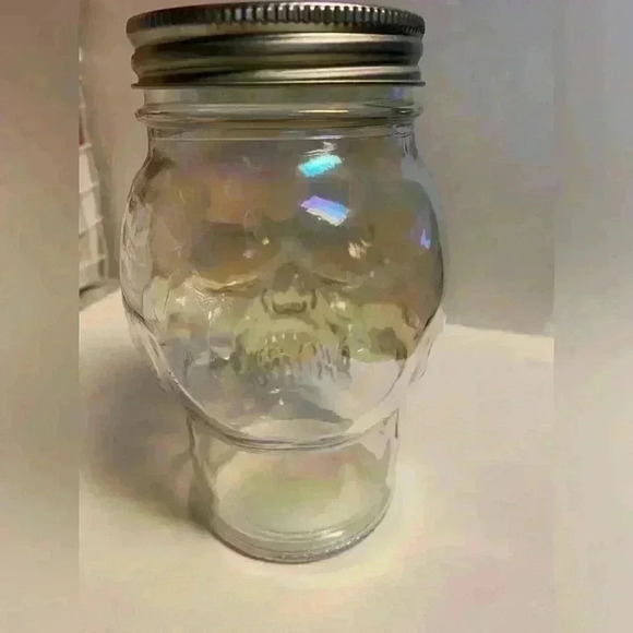 Skeleton Iridescent Skull Glass Jar can be used to put candy etc in for party - Picture 4 of 9